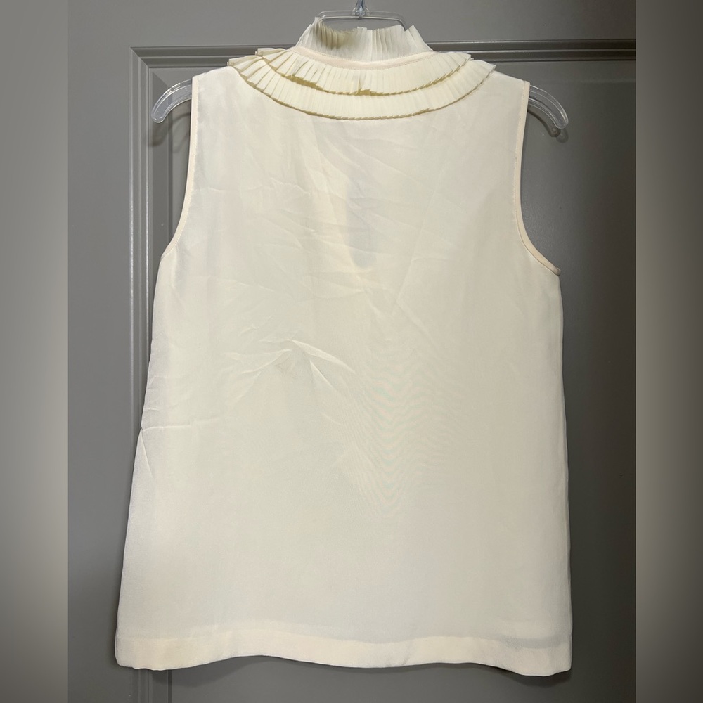 Cream Kate Spade Sleeveless Silk Blouse with Ruffle Collar GUC - Picture 7 of 11